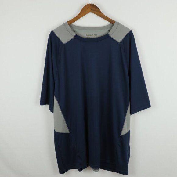Reebok Men's 3XL Blue & Gray Crewneck Short Sleeve Activewear Tech Tee - Picture 1 of 7